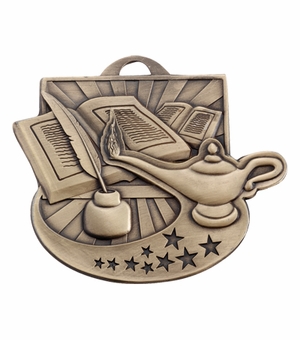 2 INCH LAMP OF LEARNING MEDAL - MULTIPLE COLORS