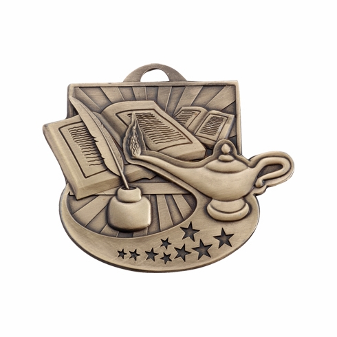 2 INCH LAMP OF LEARNING MEDAL - MULTIPLE COLORS