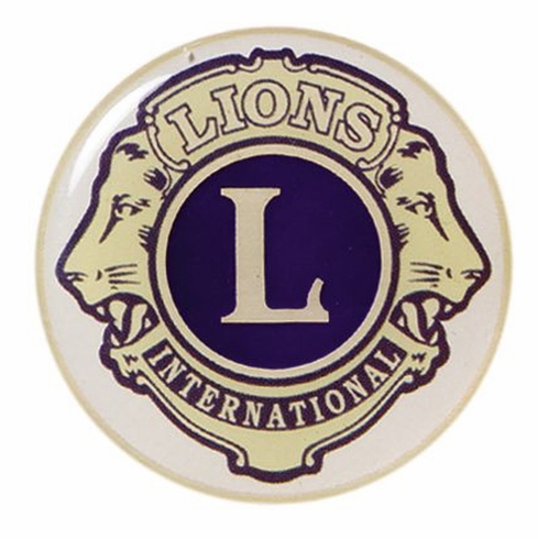 2-Inch in Diameter Round Metal Mylar-Epoxy Lions Club Peel-and-Stick Insert