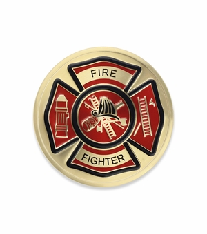 2 Inch in Diameter Round Metal Litho-Print Firefighter's Medallion Insert
