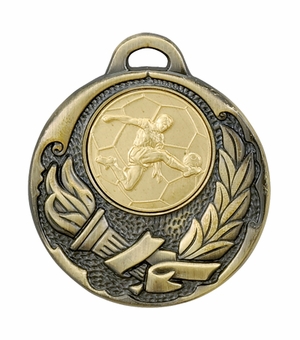 2 INCH MEDAL FRAME, SOCCER MALE 1 INCH MEDALLION - MULTIPLE COLORS