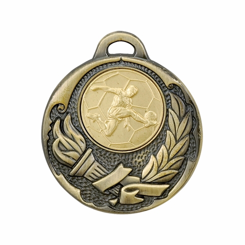 2 INCH MEDAL FRAME, SOCCER MALE 1 INCH MEDALLION - MULTIPLE COLORS