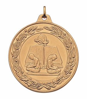 2 Inch Die-Struck Reading Medal with Antique Finish in Gold, Silver, or Bronze