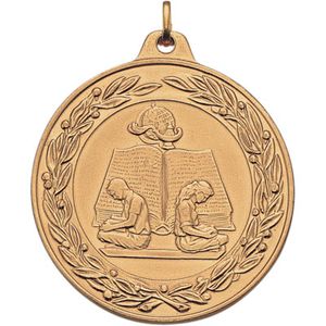 2 Inch Die-Struck Reading Medal with Antique Finish in Gold, Silver, or Bronze