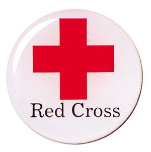 2-Inch in Diameter Round Metal Mylar-Epoxy Red Cross Peel-and-Stick Insert
