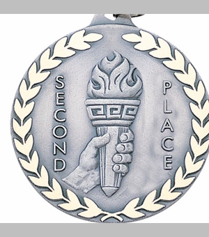 2 Inch Second Place Medal in Silver with Customizable Back