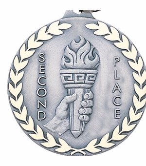 2 Inch Second Place Medal in Silver with Customizable Back