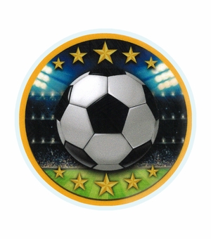 2 Inch in Diameter Round Soccer Themed Insert with Mylar Detailing
