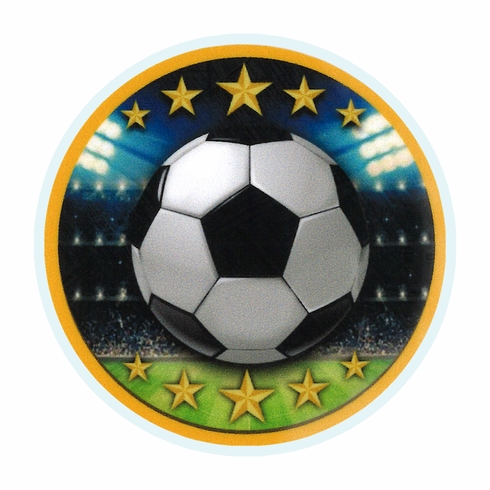 2 Inch in Diameter Round Soccer Themed Insert with Mylar Detailing