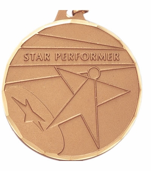 2 Inch Customizable Star Performer Medal in Gold