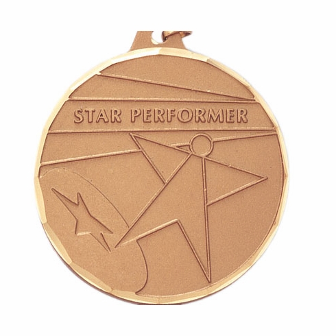 2 Inch Customizable Star Performer Medal in Gold