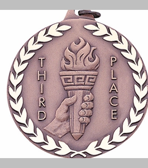 2 Inch Third Place Medal in Bronze with Customizable Back