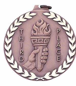 2 Inch Third Place Medal in Bronze with Customizable Back