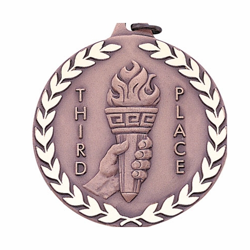2 Inch Third Place Medal in Bronze with Customizable Back