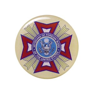 2-Inch in Diameter Round Metal Mylar-Epoxy Veterans of Foreign Wars Peel-and-Stick Insert