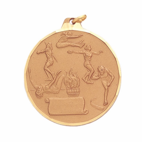 2 Inch Womens Track Event Medal in Gold, Silver, or Bronze with Customizable Back