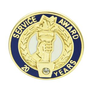 20 YEARS OF SERVICE AWARD PIN WITH SWAROVSKI CRYSTAL
