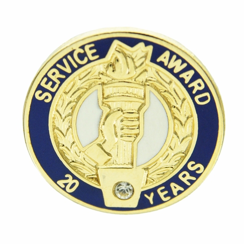 20 YEARS OF SERVICE AWARD PIN WITH SWAROVSKI CRYSTAL