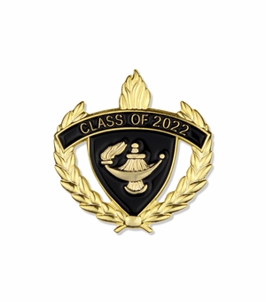 1-Inch in Height Gold Wreathed Lamp of Learning 'Class of 2022' Pin