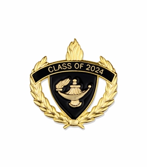 1-Inch in Height Gold Wreathed Lamp of Learning 'Class of 2024' Pin