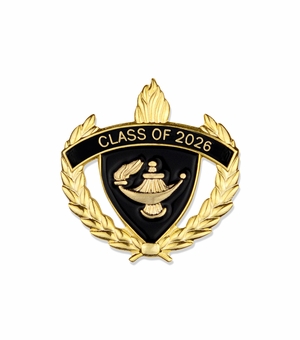 1-Inch in Height Gold Wreathed Lamp of Learning 'Class of 2026' Pin