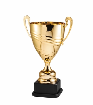 21-1/2 INCH BRIGHT POLISHED GOLD METAL ITALIAN TROPHY CUP