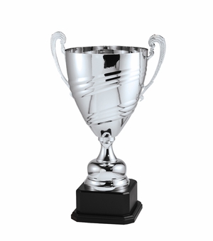 21-1/2 INCH BRIGHT POLISHED SILVER METAL ITALIAN TROPHY CUP