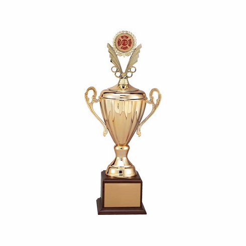 21 INCH RAVENNA SERIES TROPHY WITH 11 INCH METAL GOLD CUP TAKES RISER AND INSERT