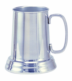 21 OUNCE POLISHED GLASS BOTTOM ALUMINUM TANKARD