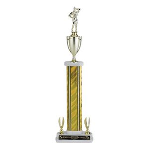 22-1/2, 23-1/2, 24-1/2 INCH SPLASH ONE COLUMN TROPHY WITH CUP AND EAGLE TRIMS
