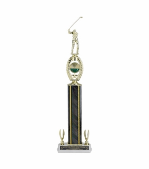 22-1/2, 23-1/2, 24-1/2 INCH SPLASH ONE COLUMN TROPHY WITH EAGLE TRIMS, HOLDS 2 INCH INSERT AND TAKES FIGURE