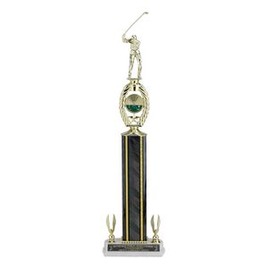 22-1/2, 23-1/2, 24-1/2 INCH SPLASH ONE COLUMN TROPHY WITH EAGLE TRIMS, HOLDS 2 INCH INSERT AND TAKES FIGURE