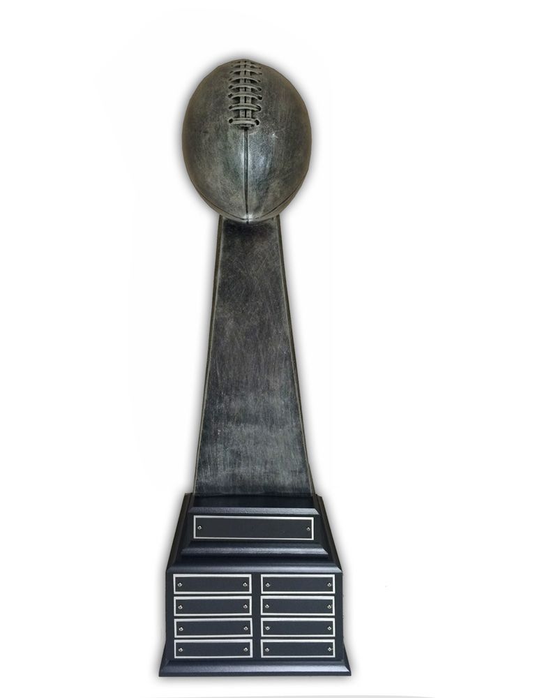 221/2 INCH ANTIQUE SILVER PERPETUAL FANTASY FOOTBALL TROPHY WITH 24