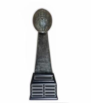 22-1/2 INCH ANTIQUE SILVER PERPETUAL FANTASY FOOTBALL TROPHY WITH 24 NAME PLATES