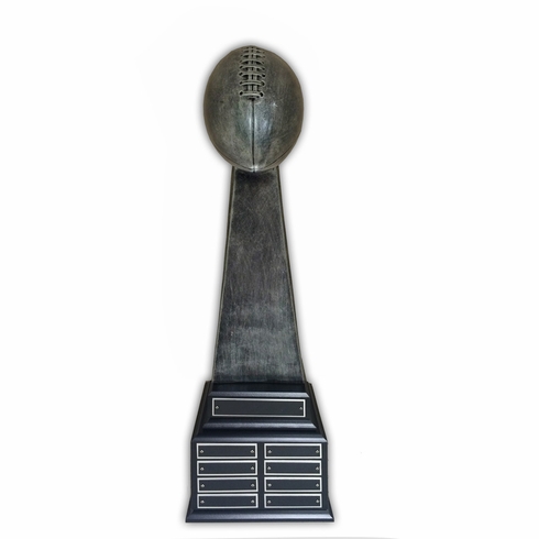 22-1/2 INCH ANTIQUE SILVER PERPETUAL FANTASY FOOTBALL TROPHY WITH 24 NAME PLATES