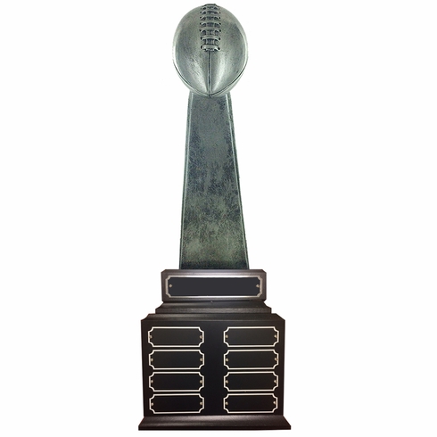 22-1/2 INCH ANTIQUE SILVER PERPETUAL FANTASY FOOTBALL TROPHY WITH 32 NAME PLATES
