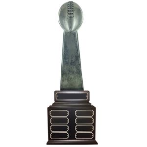 22-1/2 INCH ANTIQUE SILVER PERPETUAL FANTASY FOOTBALL TROPHY WITH 8 NAME PLATES