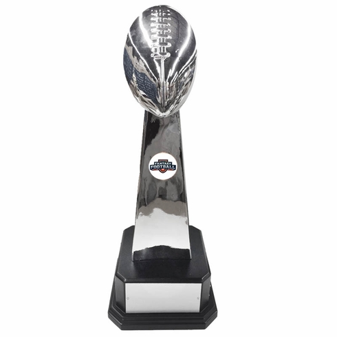 22-1/4 INCH HEIGHT BRIGHT SILVER BALL PERPETUAL FANTASY FOOTBALL TROPHY