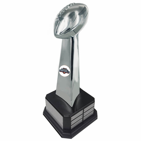 22-1/4 INCH HEIGHT BRIGHT SILVER BALL PERPETUAL FANTASY FOOTBALL TROPHY