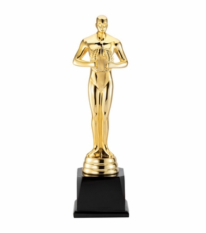 22 INCH MALE ACHIEVEMENT FIGURE TROPHY ON BLACK MARBLE BASE