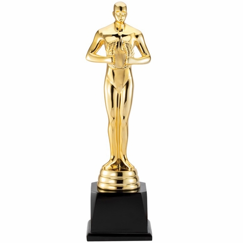 22 INCH MALE ACHIEVEMENT FIGURE TROPHY ON BLACK MARBLE BASE