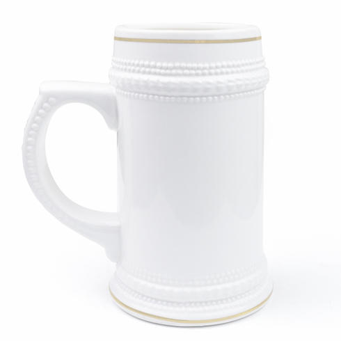 22 Ounce White Ceramic Beer Mug-Personalized Logo or Text Sublimation Available