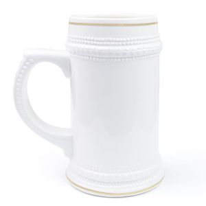 22 Ounce White Ceramic Beer Mug-Personalized Logo or Text Sublimation Available