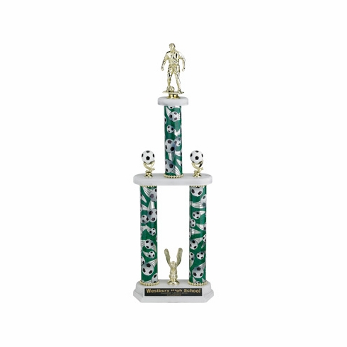 23, 25, 27 INCH SPORT THREE COLUMN TROPHY WITH 2 INCH INSERT, CUP  AND TRIMS