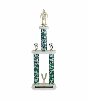 23, 25, 27 INCH SPORT THREE COLUMN TROPHY WITH 2 INCH INSERT, CUP  AND TRIMS