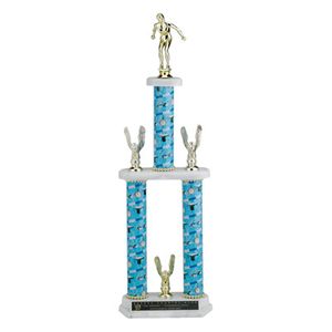 23, 25, 27 INCH SPORT THREE COLUMN TROPHY WITH 2 INCH INSERT, CUP  AND TRIMS