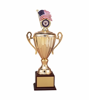 23 INCH RAVENNA SERIES TROPHY WITH 13 INCH METAL GOLD CUP TAKES RISER AND INSERT