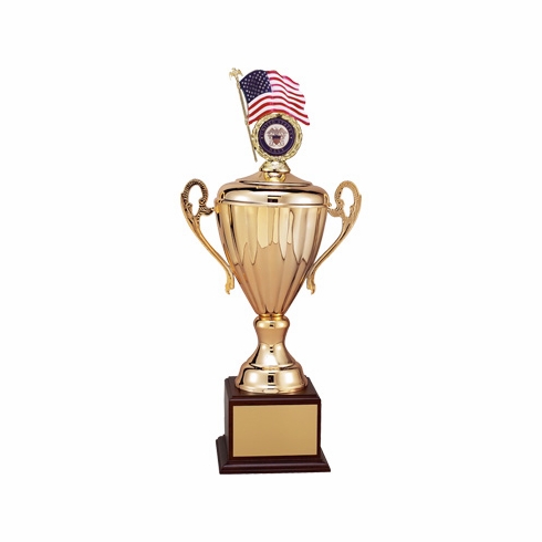 23 INCH RAVENNA SERIES TROPHY WITH 13 INCH METAL GOLD CUP TAKES RISER AND INSERT