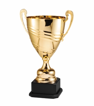 24-1/2 INCH BRIGHT POLISHED GOLD METAL ITALIAN TROPHY CUP