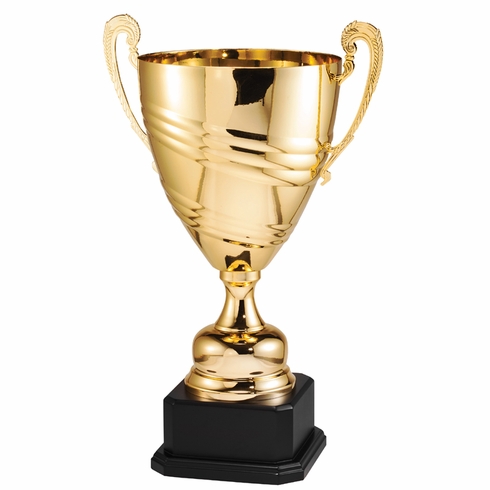 24-1/2 INCH BRIGHT POLISHED GOLD METAL ITALIAN TROPHY CUP